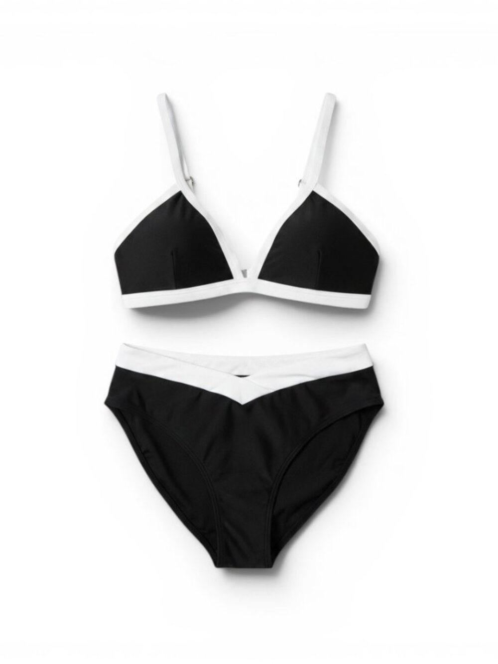 Black & White Triangle Bikini Set - Women's Swim